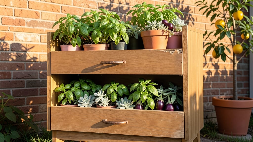Old Dresser or Bookshelf Planters