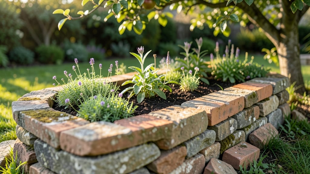 Cottage-Style Stone and Brick Border