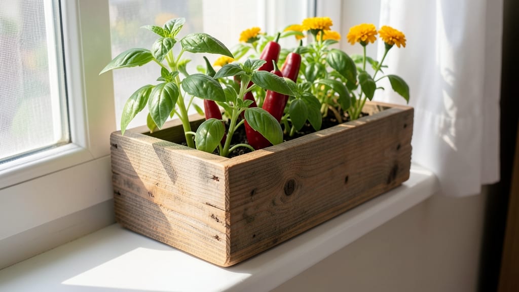 Portable Wooden Window Box Garden