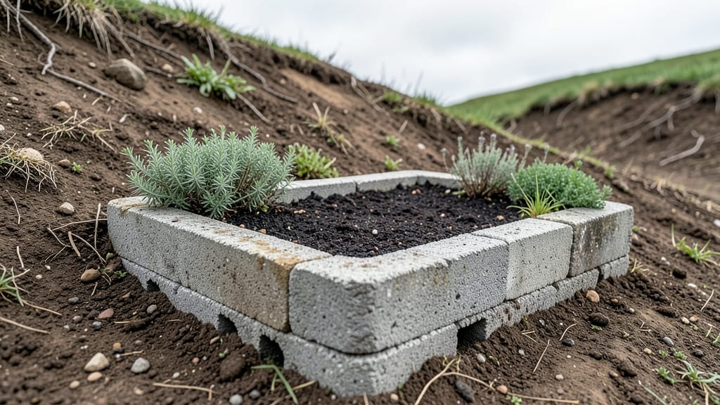 Sunken Cinder Block Planter Box