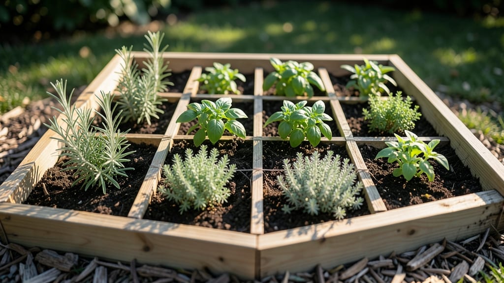 Square Foot Grid Herb Box Layout