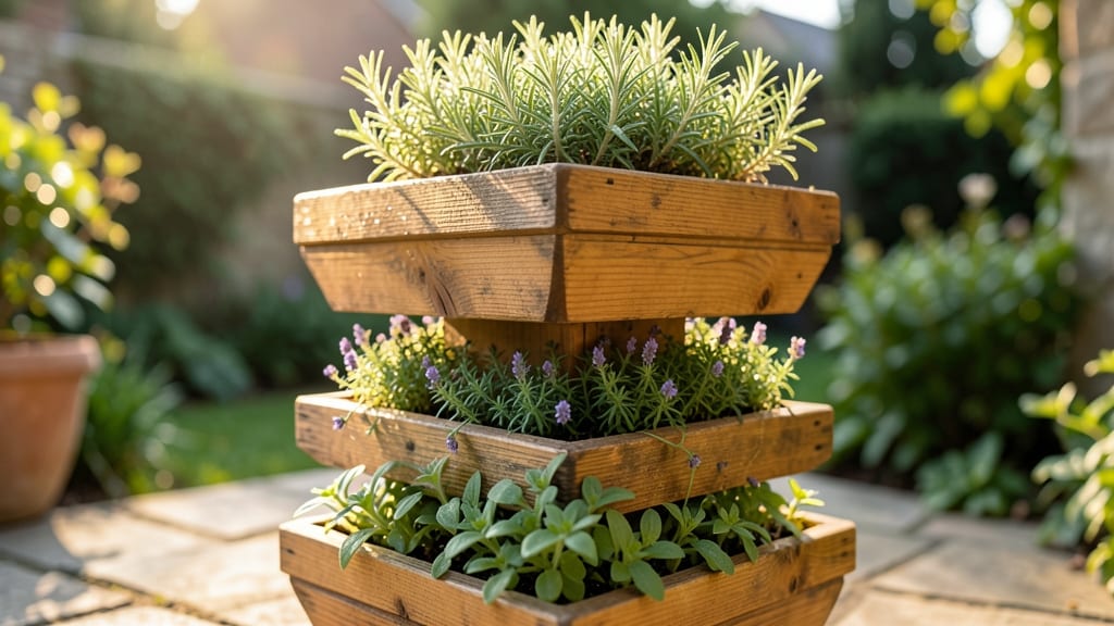 Tiered Wooden Herb Planter Tower