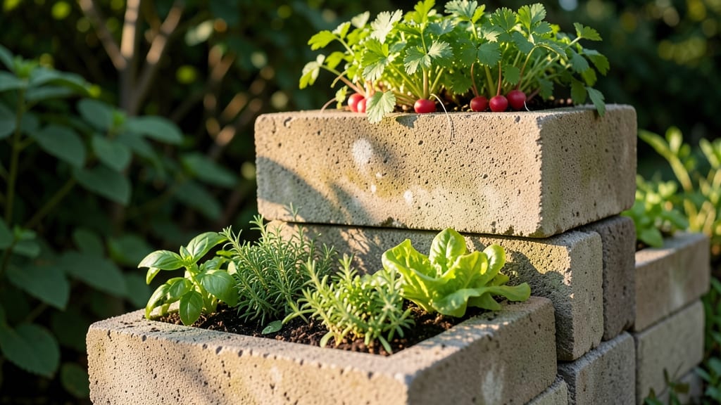 Raised Tiered Cinder Block Planters