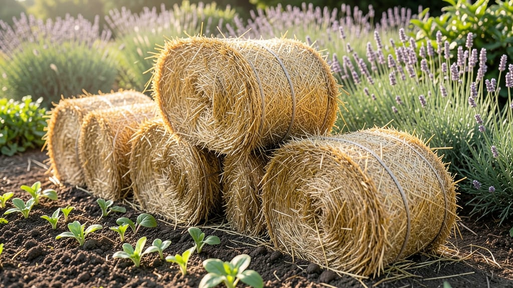 Straw or Hay Bales as Temporary Edging