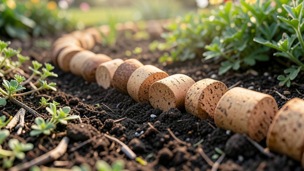 Recycled Wine Cork Mulch Edging