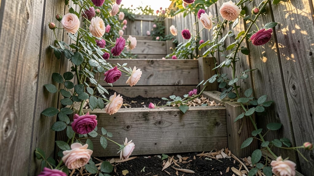 Tiered Privacy Garden With Climbing Roses
