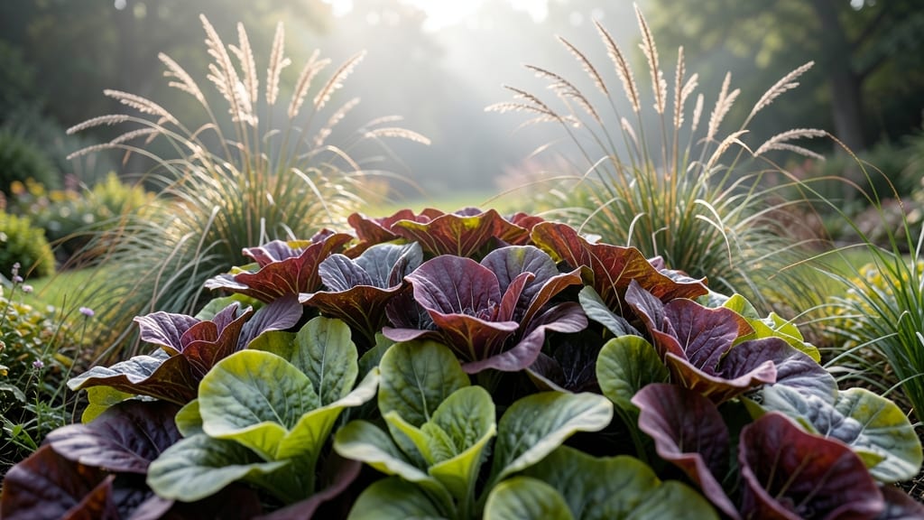 Heuchera Coral Bells with Fountain Grass