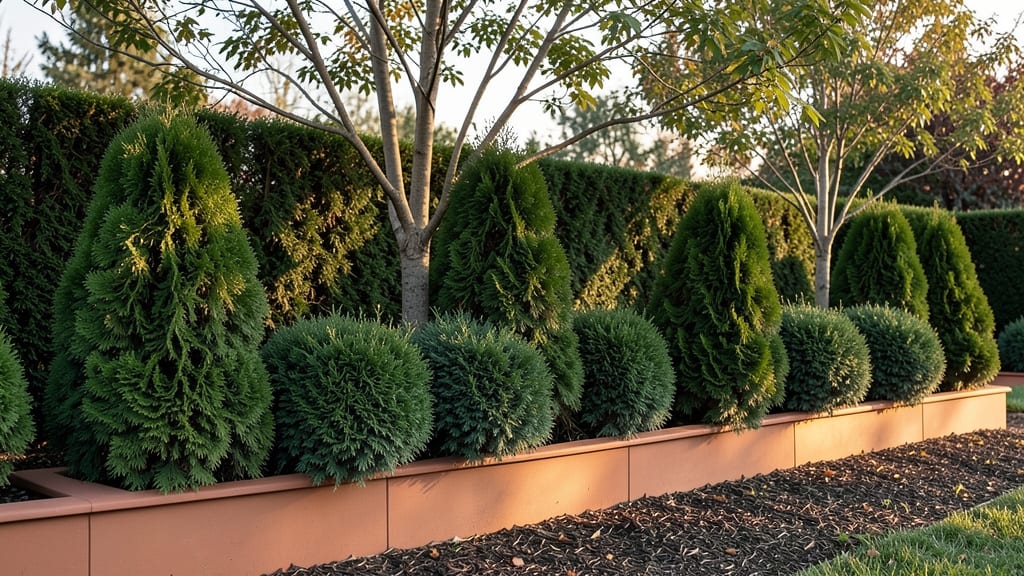 Mixed Height Hedge Planter For Year-Round Screening
