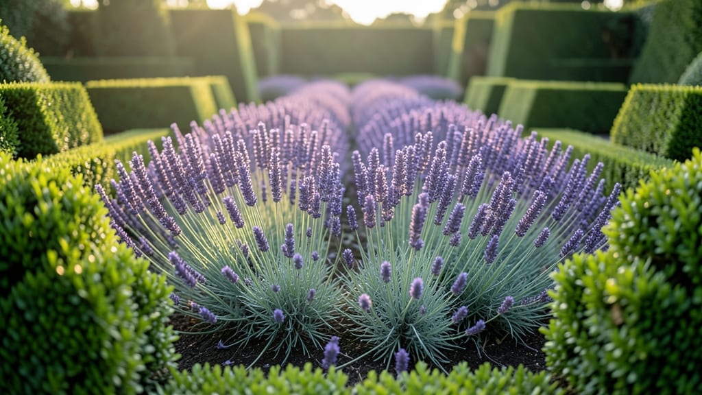 Lavender Topiary with Boxwood Edging