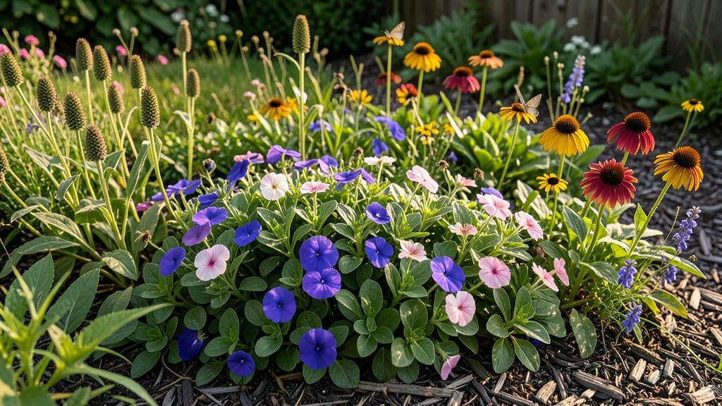 Pollinator-Friendly Vinca with Native Wildflowers
