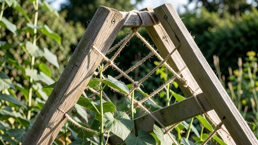 A-Frame Wooden Trellis with Twine