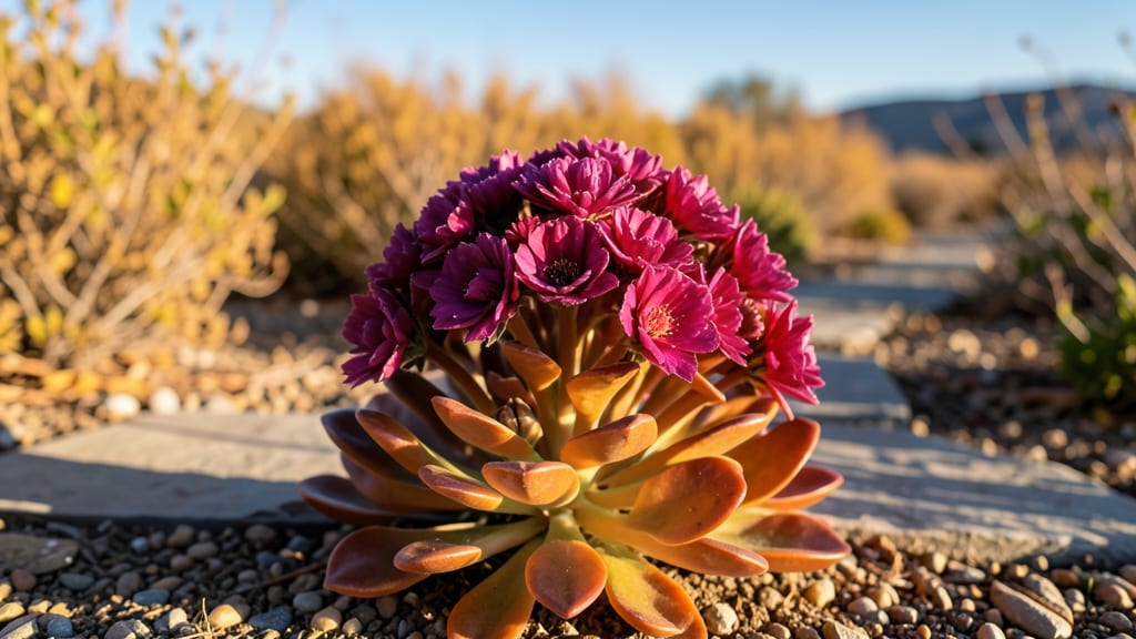 Autumn Joy Sedum Flower Bed