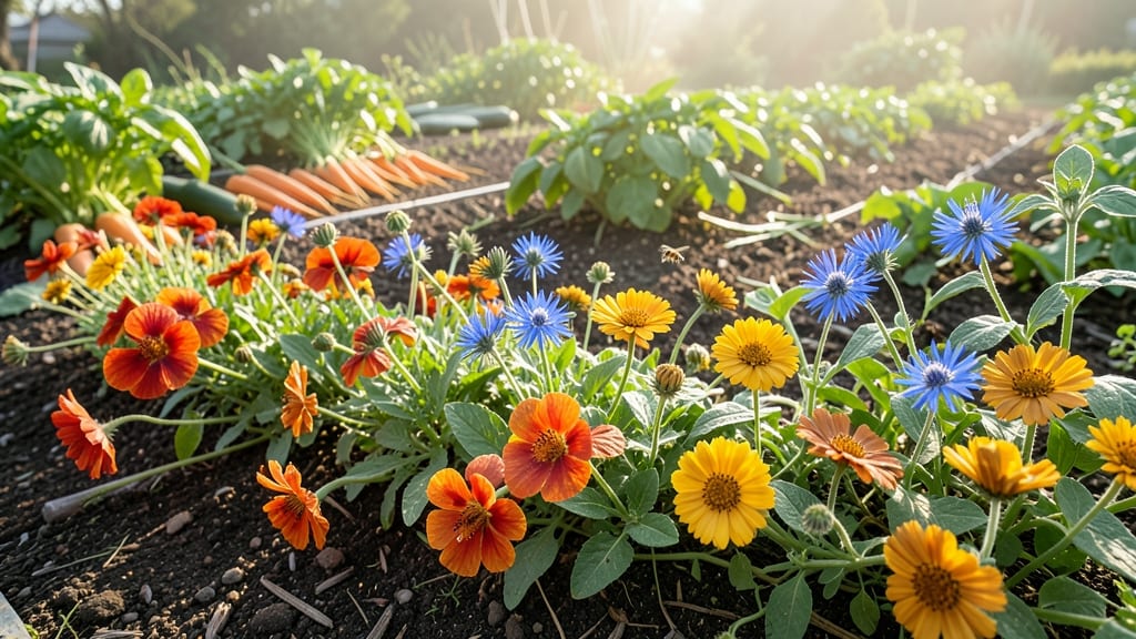 Edible Flower Border with Nasturtiums and Calendula