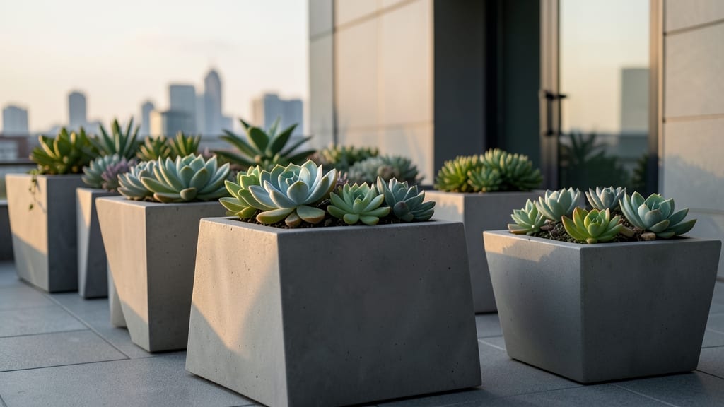 Geometric Concrete Planters with Succulents
