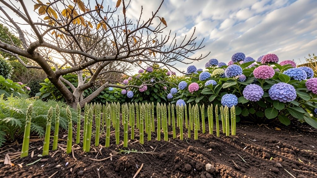 Asparagus And Hydrangea Foundation Planting