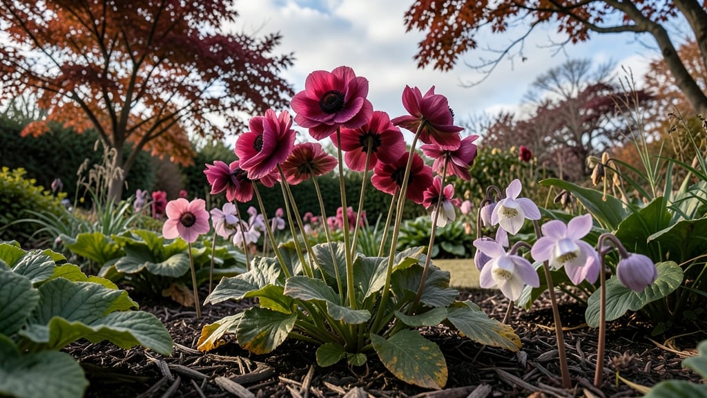 Japanese Anemones and Toad Lilies