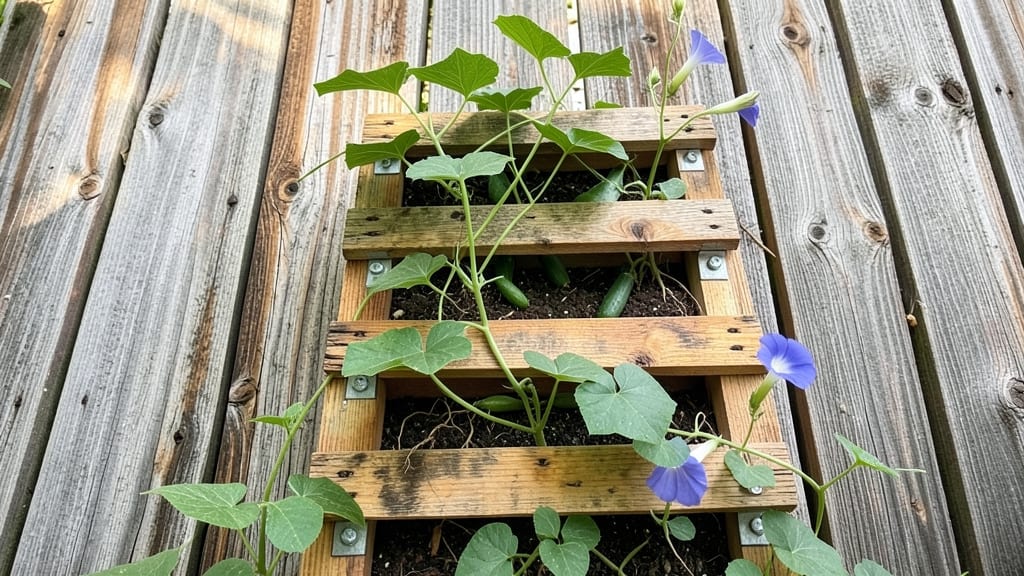 Corner Pallet Planter Against Fence