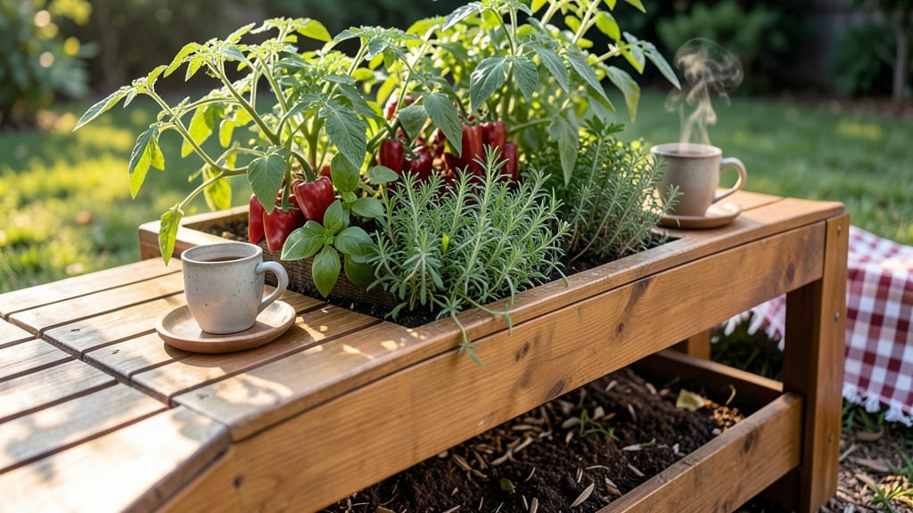 Raised Tiered Planter with Built-In Seating