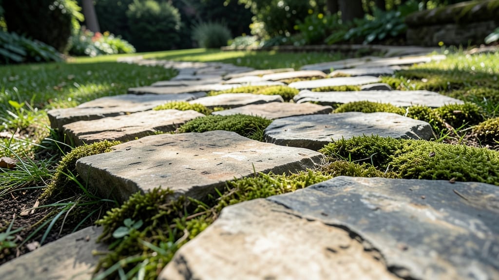 Natural Stone Edging with Moss Accents