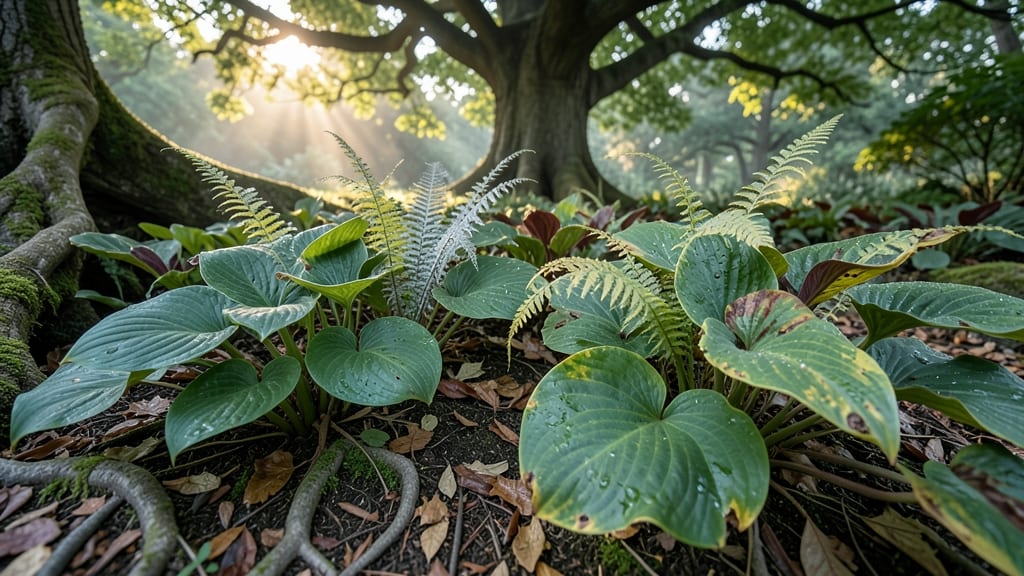 Shade-Loving Hostas and Ferns Layer