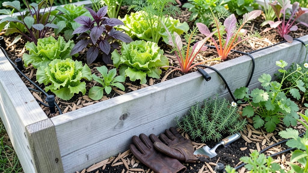 Raised Garden Beds Area: Modular Grid System for Customizable Plant Zones