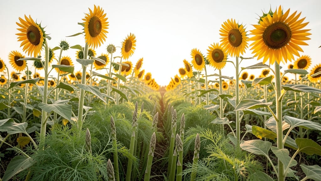 Asparagus And Sunflower Annual Border
