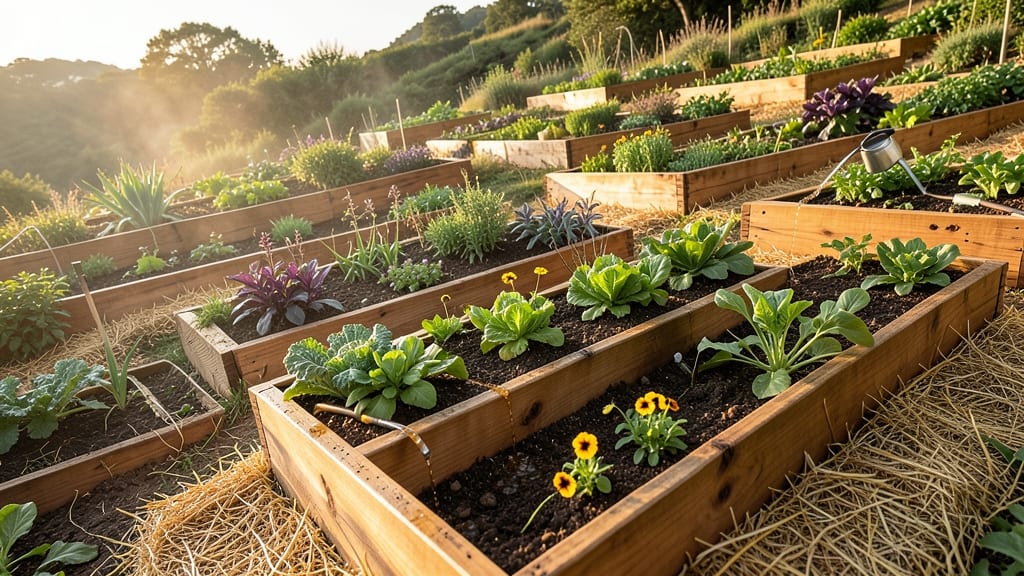 Hillside Raised Beds with Compost Tea Irrigation