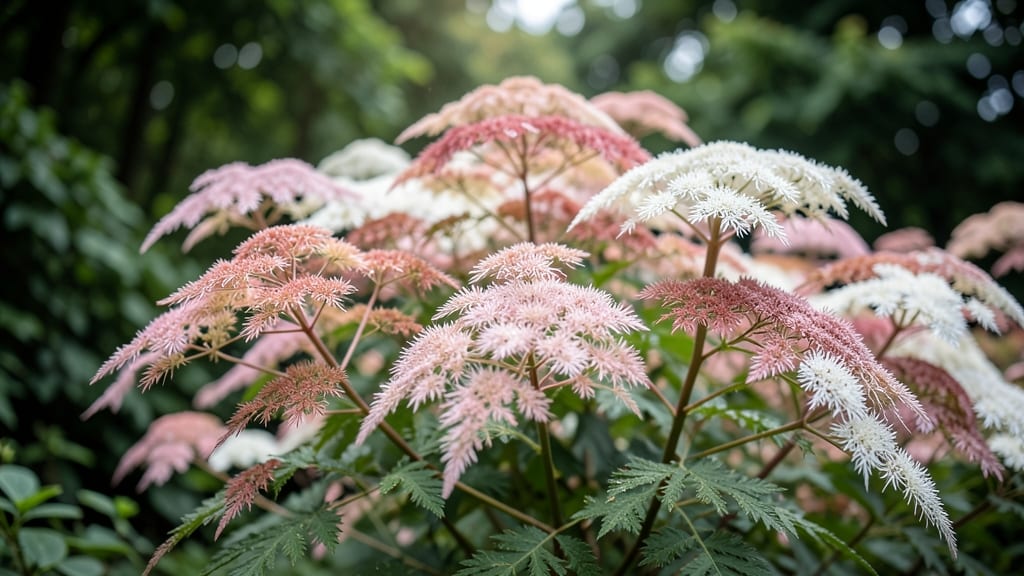 Astilbes with Feathery Fern-Like Flower Plumes