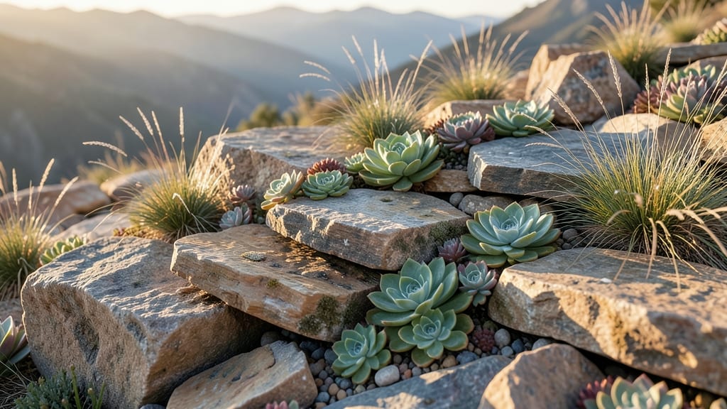 Alpine Rock Garden with Succulents