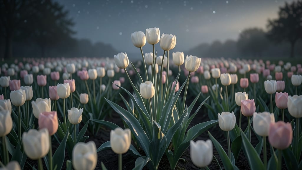 Tulip Moon Garden With Silver Foliage