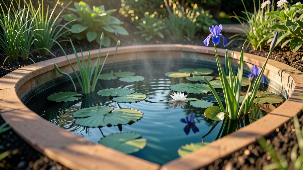 Water Feature Integrated Flower Bed