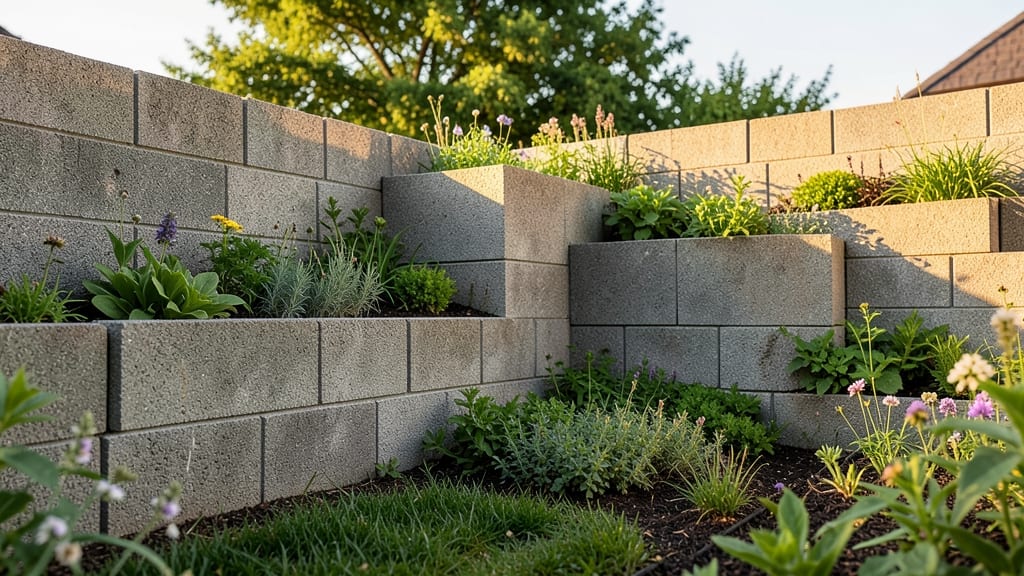 Modular Cinder Block Garden Wall