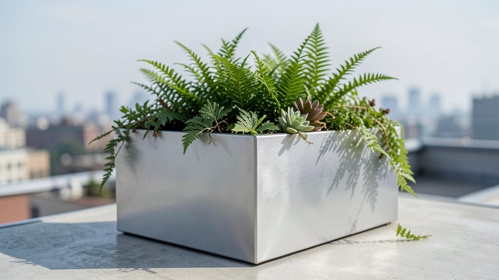 Minimalist Metal Edged Planter