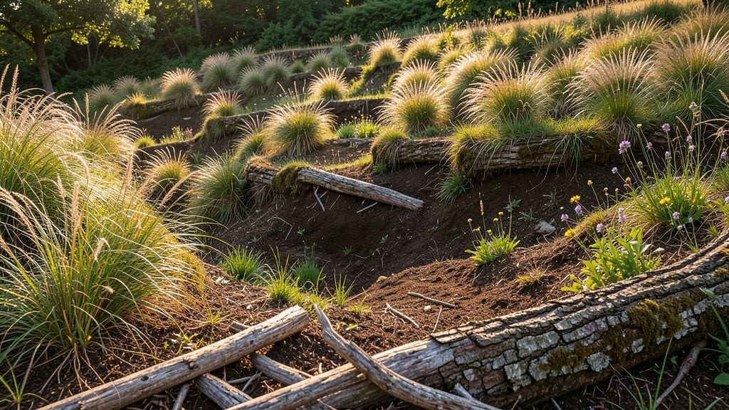 Hugelkultur Mounds with Ornamental Grasses