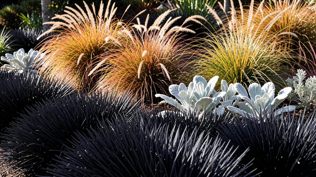 Black and Gold Ornamental Grass Garden