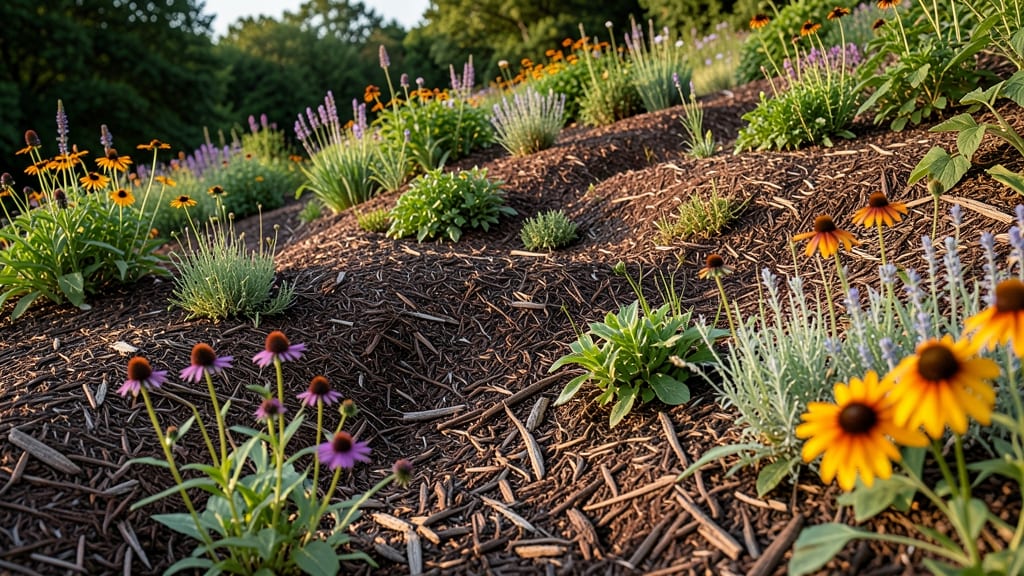 Wood Chip Terraces with Perennial Borders