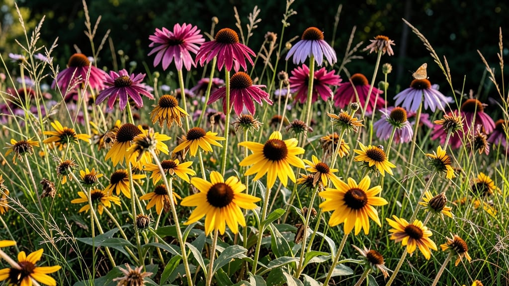 Black-Eyed Susan and Coneflower Border