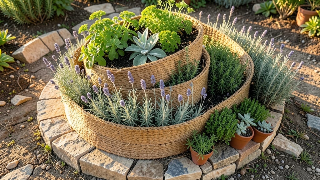 Mediterranean Herb Spiral Design