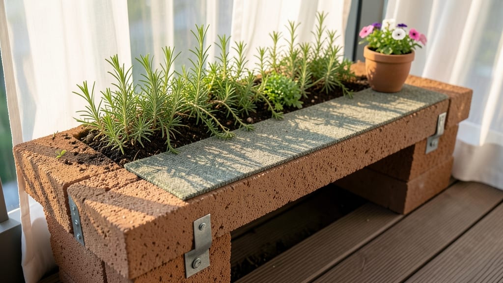 Cinder Block Planter With Integrated Seat