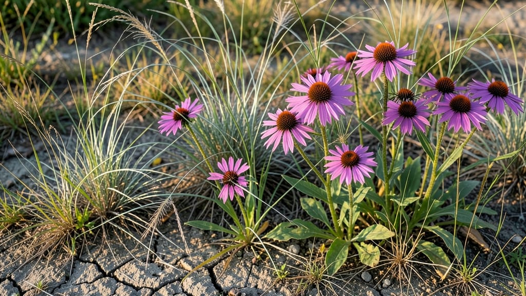 Purple Coneflower with Switchgrass Ornamental Grass