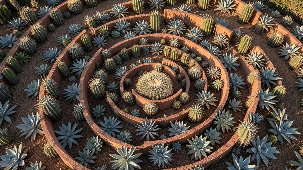 Drought-Tolerant Cactus and Succulent Spiral
