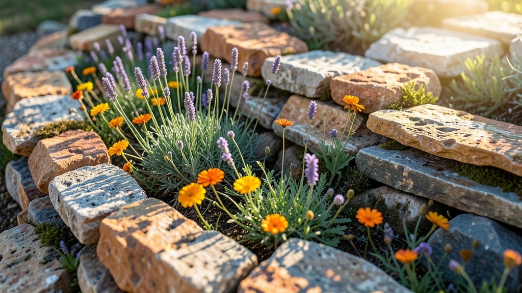 Mediterranean Dry Stone Flower Beds