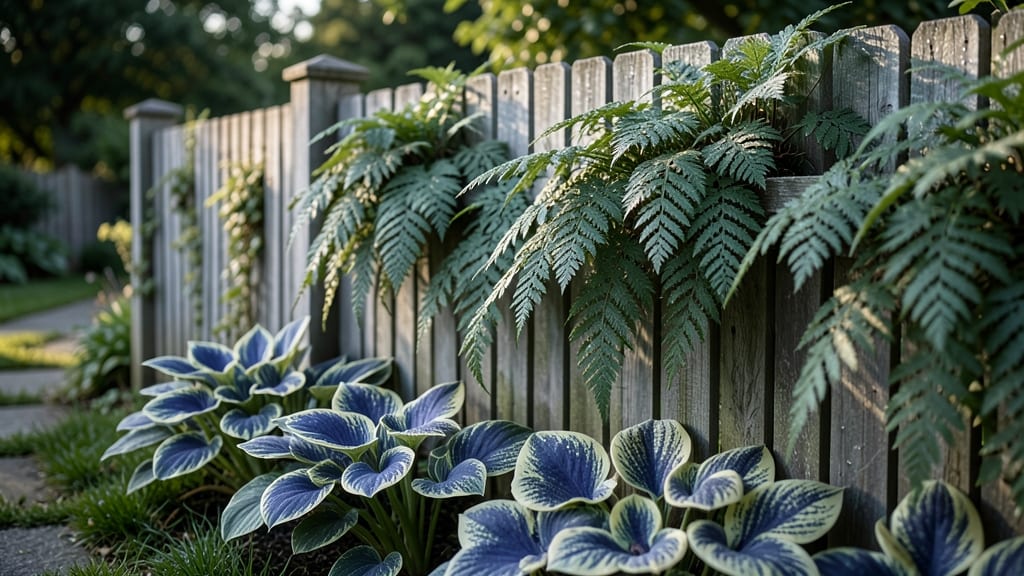 Shade-Tolerant Fern and Hostas Combination