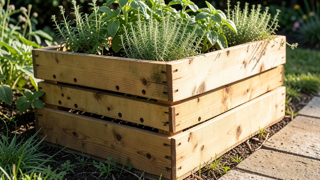 Repurposed Wine Crate Raised Bed