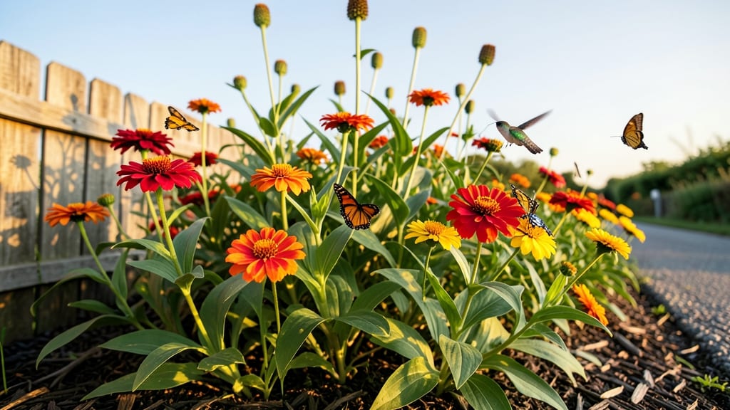Butterfly Garden with Milkweed and Zinnias