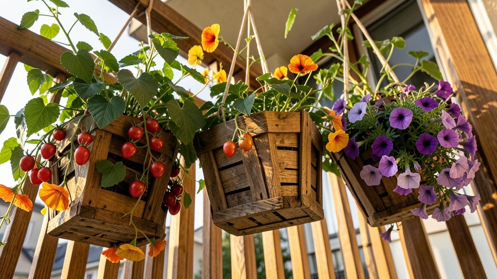 Hanging Wooden Planter Baskets