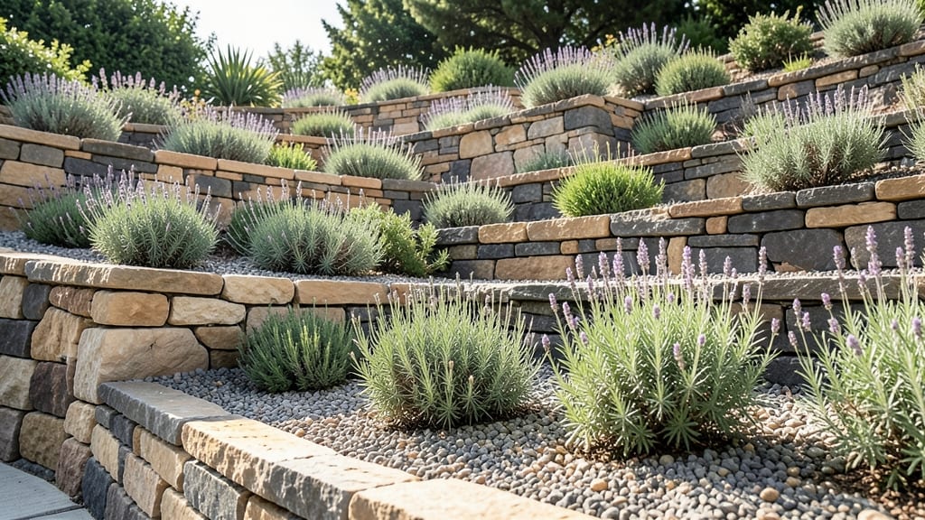 Retaining Wall Stone Terraces with Herb Gardens