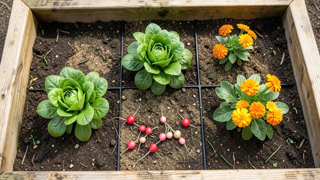 Square Foot Salad and Flower Pollinator Bed