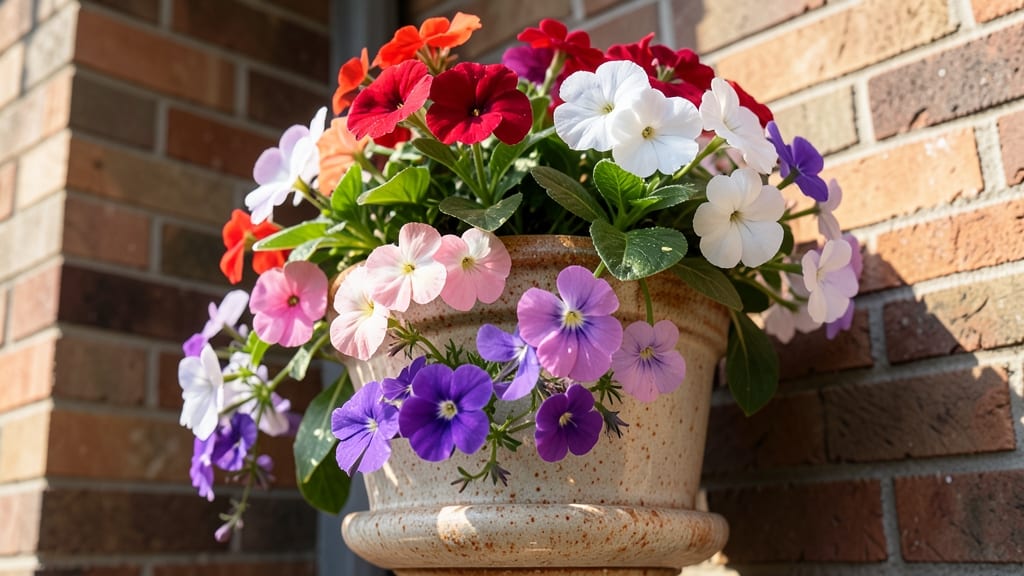 Rainbow Impatiens Tiered Planter