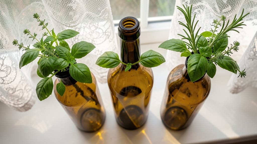 Wine Bottle Herb Garden
